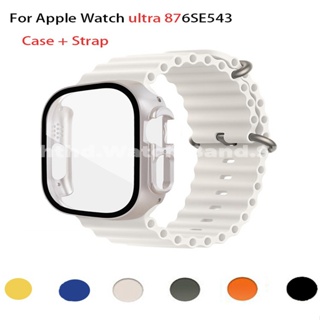 สายนาฬิกาข้อมือ และเคสกระจก สําหรับ Apple Watch Series Ultra 8 7 6 SE 5 4 3 2 1 iWatch ขนาด 49 มม. 41 มม. 45 มม. 44 มม. 42 มม. 40 มม. 38 มม.