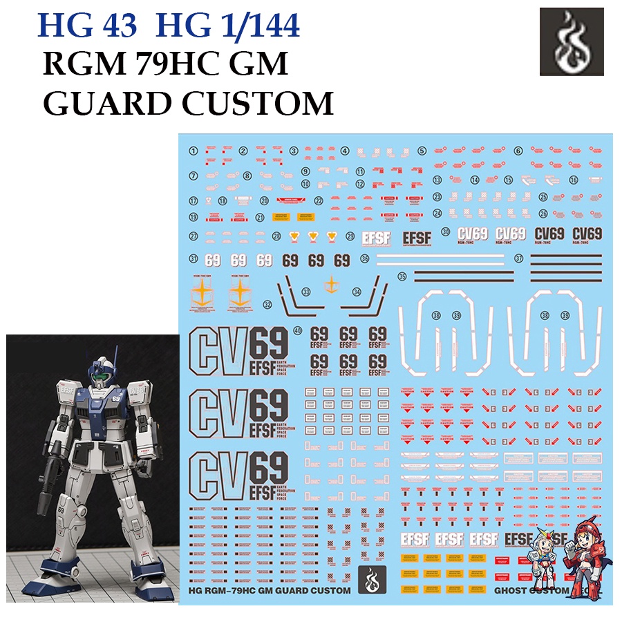 ดีคอลน้ำ [GHOST] HG 43 s RGM 79HC GM GUARD CUSTOM HG 1/144 (HIQl ...