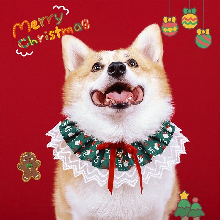 ปลอกคอ-ผ้าพันคอ-ผ้ากันเปื้อน-ลายสก๊อต-ประดับโบว์-แต่งลูกไม้-พร้อมกระดิ่ง-เหมาะกับวันคริสต์มาส-สําหรับสัตว์เลี้ยง-สุนัข-แมว
