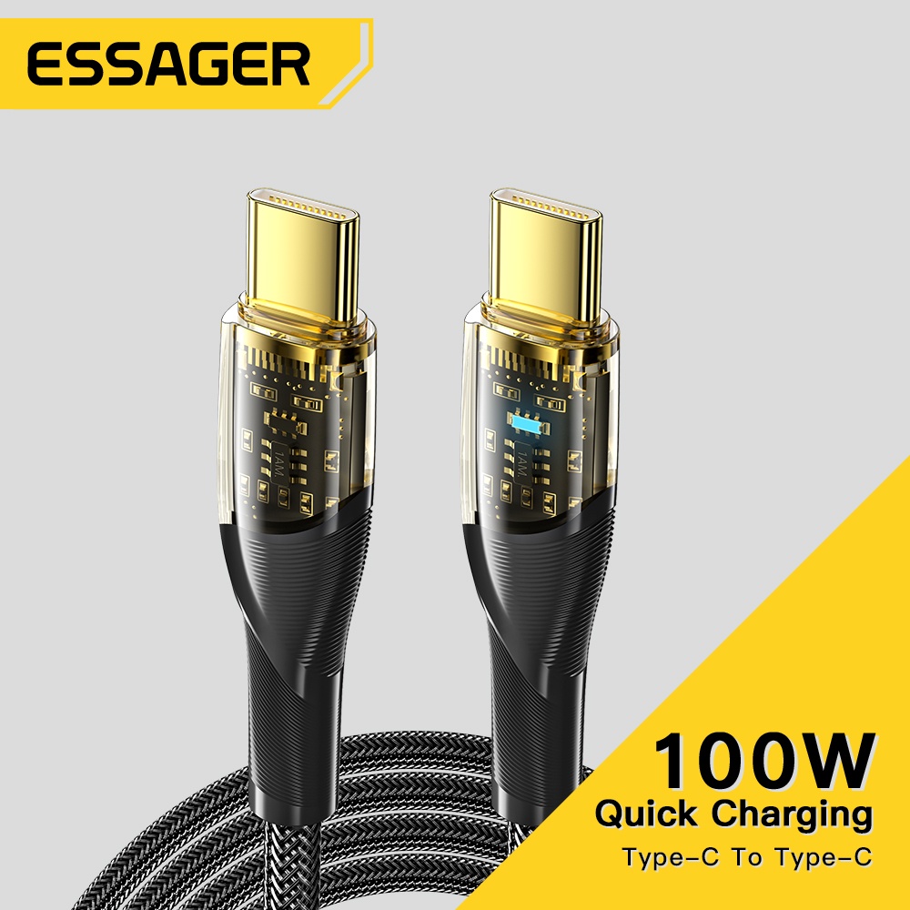 essager-pd-100w-สายเคเบิล-type-c-เป็น-type-c-พร้อมไฟ-led-5a-usb-c-สายชาร์จเร็ว-รองรับโน้ตบุ๊ก-100w-ชาร์จเร็ว-huawei-samsung-ชาร์จเร็ว