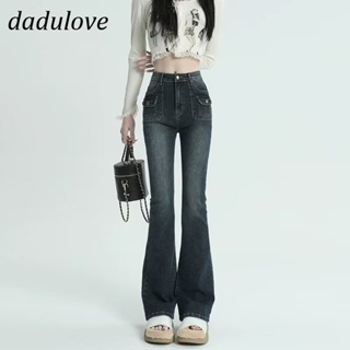DaDulove💕 New Korean Version of Retro Washed Jeans High Waist Niche Micro Flared Trousers Fashion Womens Clothing