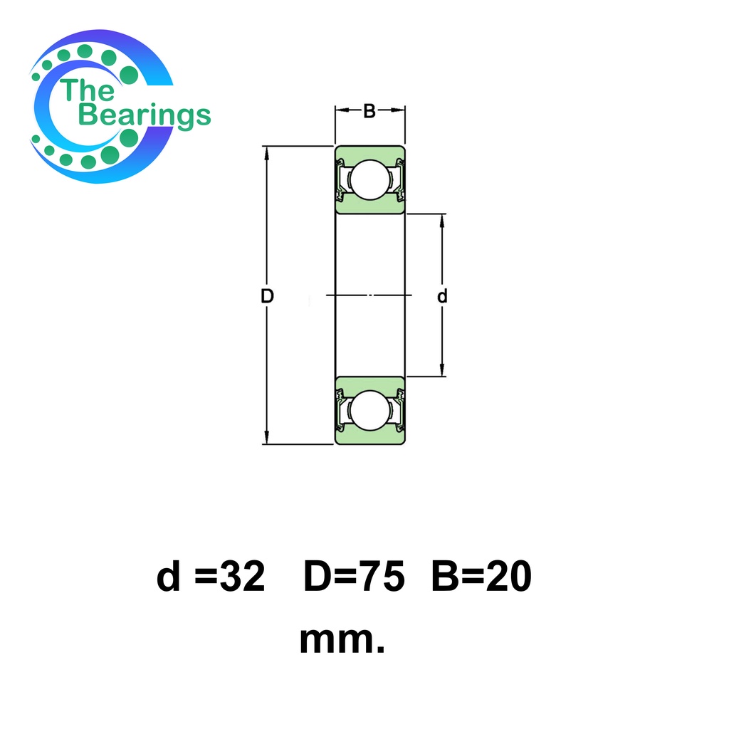 63-32-2rs-32x75x20-mm-ตลับลูกปืนเม็ดกลมร่องลึก-63-32rs-ฝายาง-2-ข้าง-deep-groove-ball-bearing-จำหน่ายโดย-ake