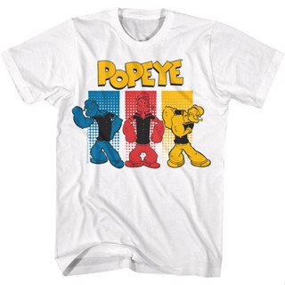 Colorful Sailor Poses Popeye T-Shirt เสื้อยืดเข้ารูป เสื้อเชิ้ตชาย เสื้อยืดเด็กผช