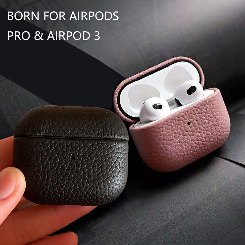 ซองหนังสำหรับ-airpods-pro-2-pro-1-2-3-ซองหนังสำหรับ-airpods-ซองหนังแท้สำหรับ-apple-airpods-ซองหนังวัวลิ้นจี่