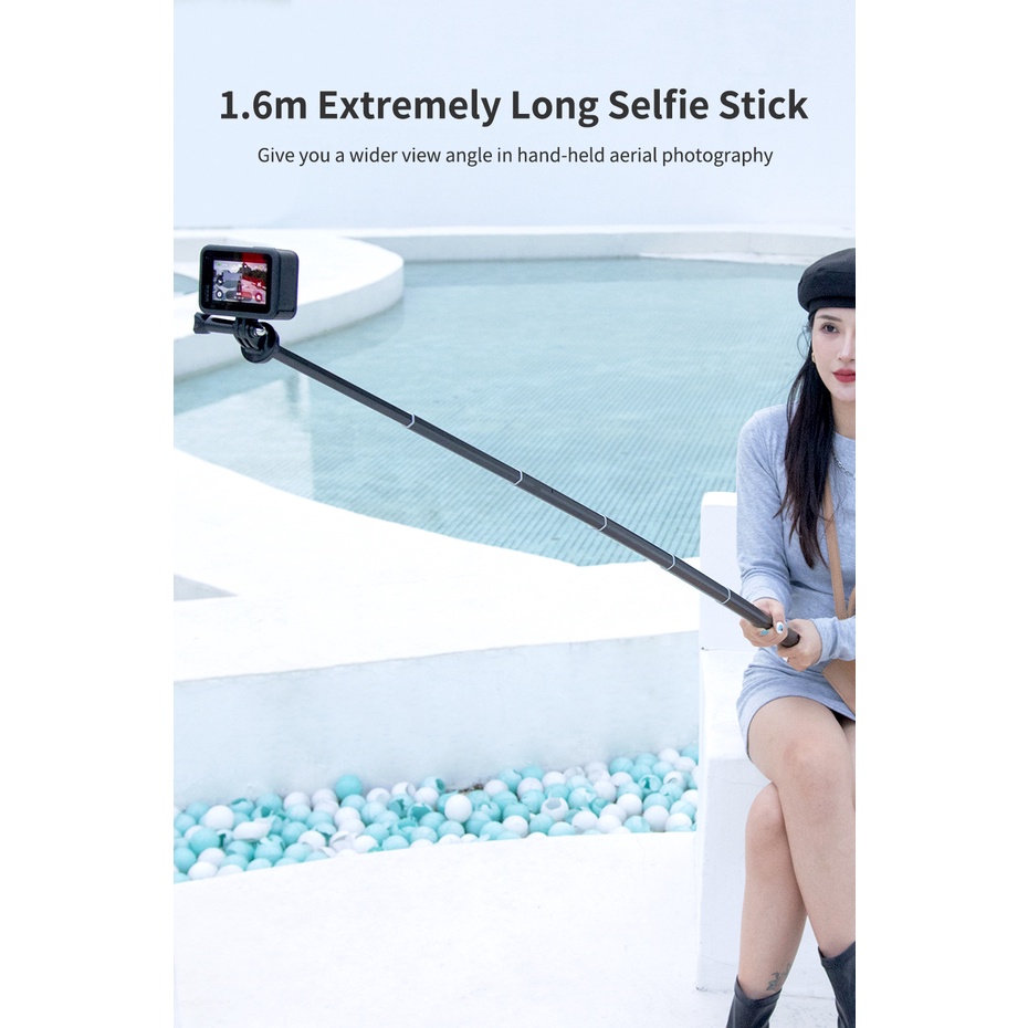 รูปภาพเพิ่มเติมเกี่ยวกับ Ulanzi P002 160cm Metal selfie stick ไม้เซลฟี่อลูมิเนียมแบบยาวพิเศษ ต่อกับ กล้องแอคชั่นแคม โกโปร และมือถือ