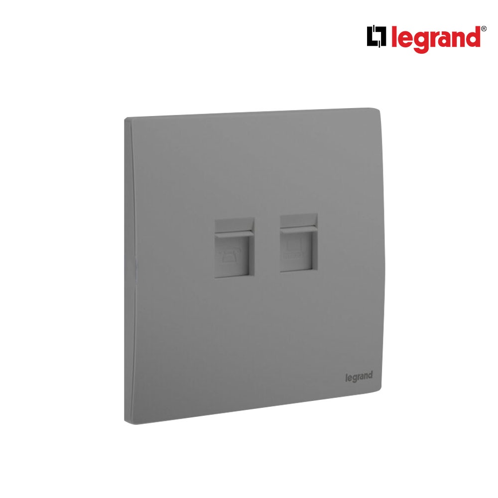 legrand-เต้ารับคอมพิวเตอร์lan-เต้ารับโทรศัพท์-rj11-สีเทาดำ-rj11-rj45-cat6-utp-socket-mallia-senses-dark-silver-281166ds