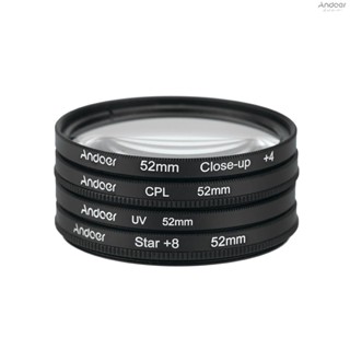 Andoer 52mm UV+CPL+Close-Up+4 +Star 8-Point Filter Circular Filter Kit Circular Polarizer Filter Macro Close-Up Star 8-Point Filter with Bag for   Pentax  DSLR Camera