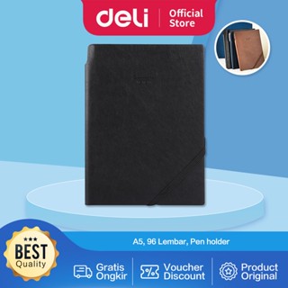 Deli ปกหนัง โน๊ตบุ๊ค / โน๊ตบุ๊ค / ปกหนัง Agenda A5 96 แผ่น ที่ใส่ปากกา ยางรัด EN130L