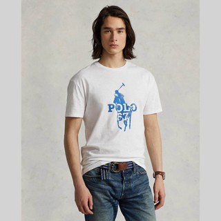 Polo Ralph Lauren TEE Custom Slim Fit Big Pony Logo T-Shirt เสื้อยืด รุ่น MNPOTSH1N821444 สี 100 WHITE