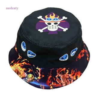 Aasleaty ใหม่ หมวกบักเก็ต พิมพ์ลายการ์ตูนอนิเมะ One Piece น่ารัก กันแดด กลางแจ้ง สําหรับผู้ชาย และผู้หญิง