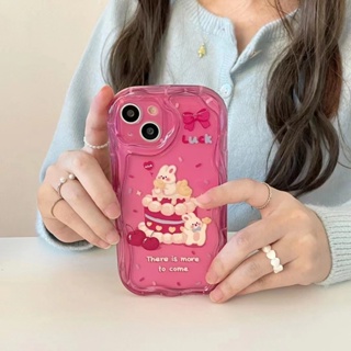 เคสโทรศัพท์มือถือ ลายกระต่ายน่ารัก สีชมพู สําหรับ iPhone 11 11Promax 12 13 13promax 14 14plus 14promax