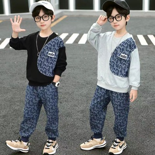 เด็กชายเสื้อผ้าฤดูใบไม้ร่วง / ชุด 2022 เด็กใหม่เวอร์ชั่นเกาหลีของการพิมพ์ตัวอักษรแบบสบาย ๆ เทรนด์หล่อชุดสองชิ้น