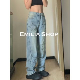 EMILIA SHOPกางเกงขายาวกางเกงเอวสูงกางเกงขายาวผู้หญิงสไตล์เกาหลี 2022 ใหม่ES220344