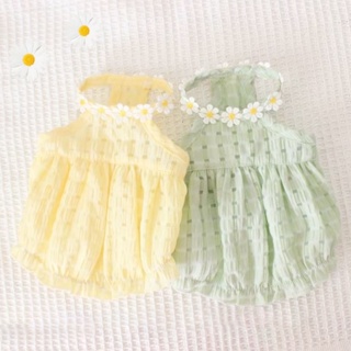 เสื้อผ้าสัตว์เลี้ยงเกาหลีใต้ Ins Summer Fresh Pet Skirt Cat Teddy Bear Dog Thin Breathable Spring Fresh Skirt TH102