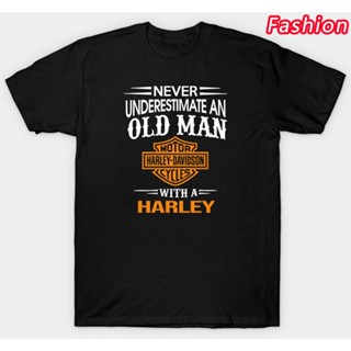 2022 NEW Harley Men Cotton Davidson T Shirt Old Man Motorbike Motorcycle Dad Fathers Funny Gift Tee เสื้อยืด