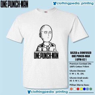 Tee เสื้อสีขาว เสื้อยืด พิมพ์ลายอนิเมะ One Punch Man Dazed Confused Saitama สําหรับผู้ชายใส่สบายๆ