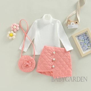 Babygarden ชุดเสื้อแขนยาว คอสูง และกระโปรง และกระเป๋าสะพาย สําหรับเด็กผู้หญิง 9 เดือน - 5 ปี