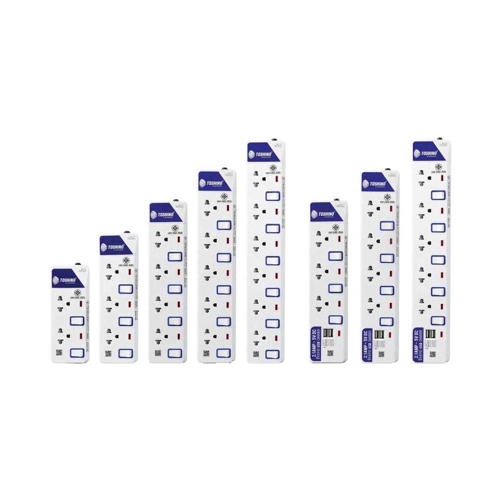 Toshino รางปลั๊กไฟ 2-6 ช่อง 2-6 สวิตช์ พร้อมพอร์ต USB รุ่น ET-913USB / ET-914USB / ET-915USB