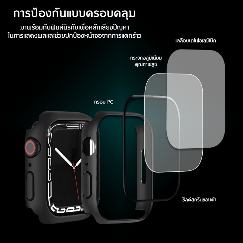 ภาพสินค้าสำหรับ เคสแอปเปิ้ลวอช สำหรับ for smart watch 8/7/6/5/4/3/2/1/SEเคส for Watch สายนาฬิกา PC+Glass สำหรับ watch SE จากร้าน zhongtaidigital บน Shopee ภาพที่ 2