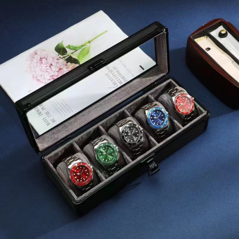 พร้อมส่ง-กล่องนาฬิกา-5-เรือน-aluminium-watch-box-กล่องของขวัญ-กล่องใส่นาฬิกา-กล่องเหล็กเกรดพรีเมี่ยม-สีดำ