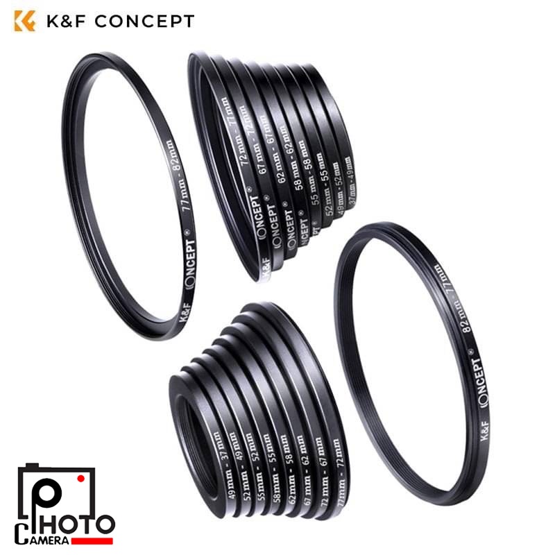 K&F 18 IN 1 LENS FILTER RING ADAPTERS KIT Step Up Rings 9pcs & Step ...