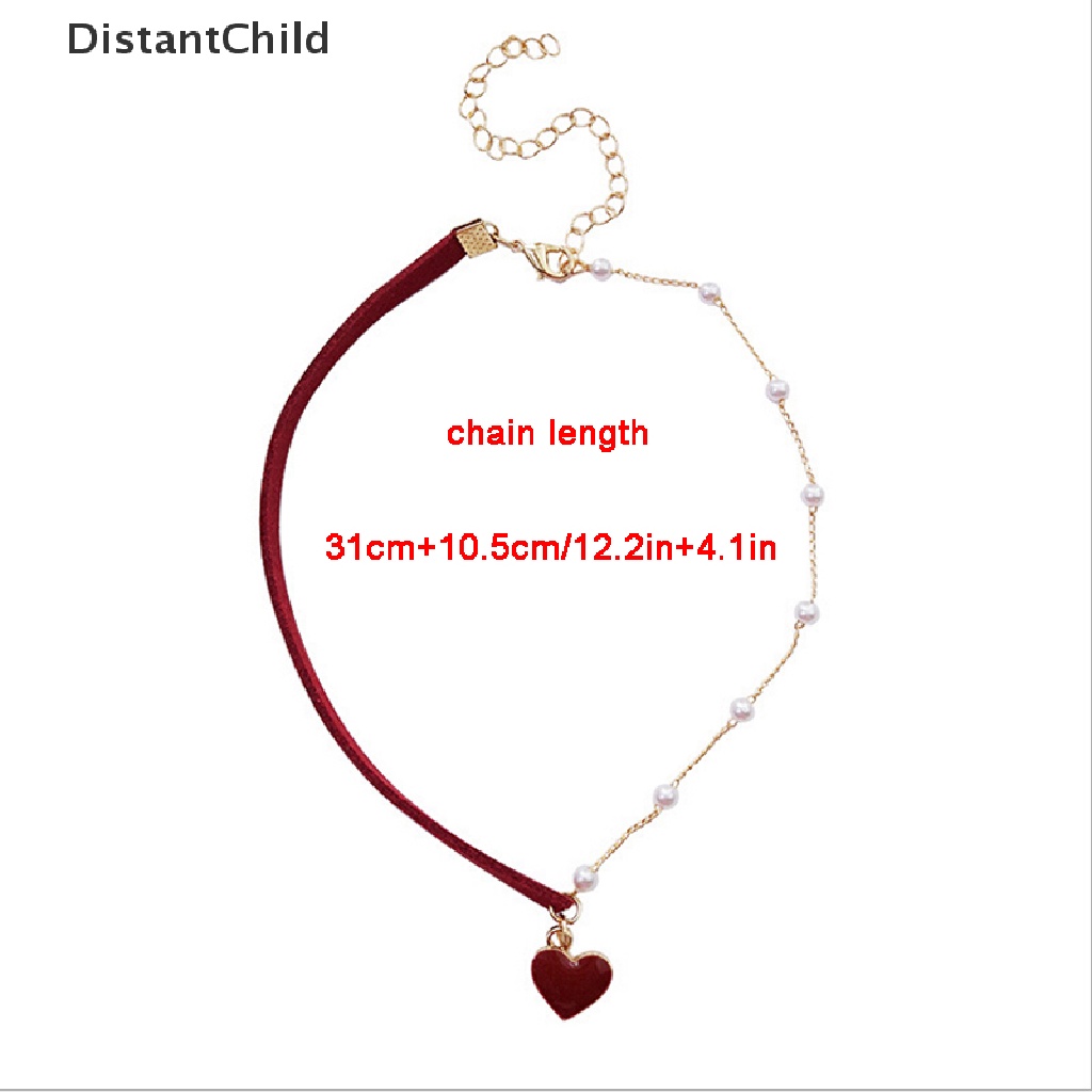dsth-สร้อยคอโช้คเกอร์-จี้รูปหัวใจ-ประดับมุก-สีแดง-เครื่องประดับแฟชั่นสตรี