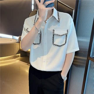 ใหม่สีแดงแบรนด์ Tide แขนสั้นเสื้อผู้ชายฤดูร้อนเทรนด์ใหม่ของเสื้อป่าหลวมแขนเสื้อ