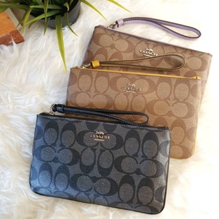 🎀 คล้องมือ 1L ลายซีเข้ม ลายซีอ่อน COACH 6648 F58695 LARGE WRISTLET IN SIGNATURE CANVAS