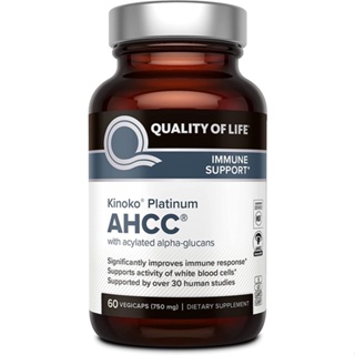 สินค้า Quality of Life - Kinoko Platinum AHCC 60 capsules Alpha-Glucans เสริมสร้างภูมิคุ้มกัน บำรุงตับ เซลล์เม็ดเลือดขาว