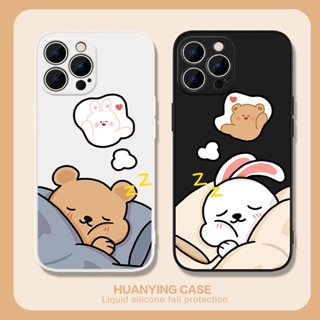 Sleeping Little Bear Little Rabbit เคสไอโฟน iPhone 11 14 pro max 8 Plus case X Xr Xs Max Se 2020 cover 14 7 Plus เคส iPh
