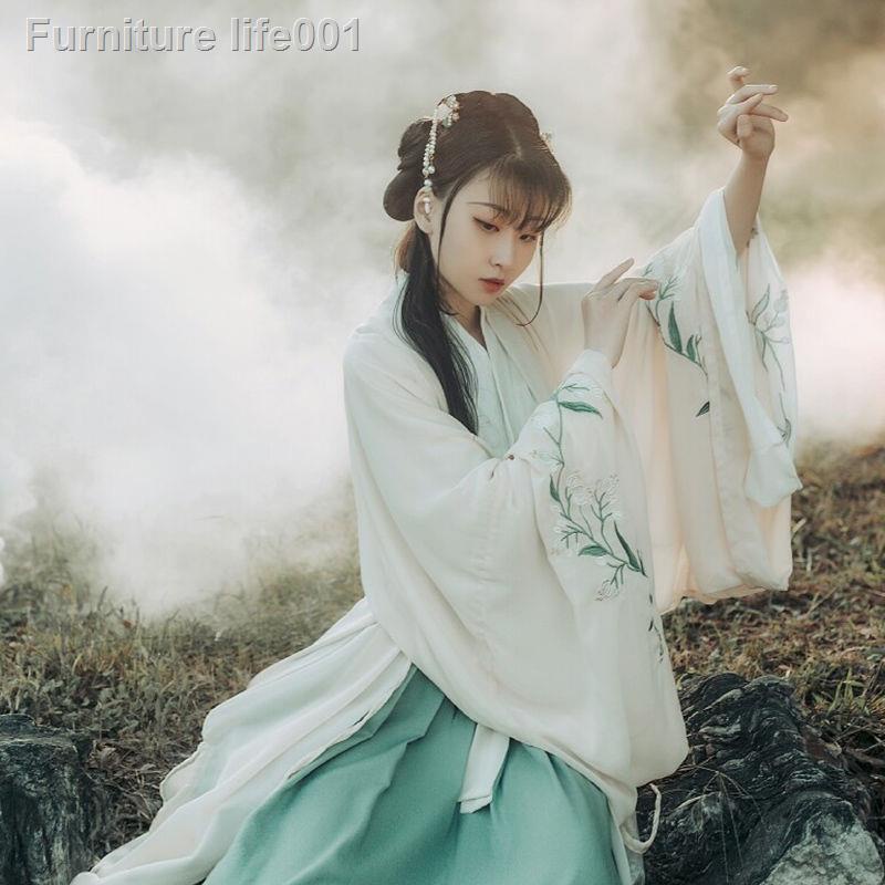 เตรียมการจัดส่ง-du-ruo-hanfu-หญิงสไตล์จีนกระโปรงยาวแขนยาว-cherry-blossom-ชุดนางฟ้านักเรียนสดเครื่องแต่งกายโบราณทุกวันเสื