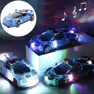 ของเล่นรถแข่ง มีไฟ LED มีเสียงเพลง | โมเดลรถตํารวจไฟฟ้า มีเสียงดนตรี ของเล่นเสริมการเรียนรู้ สําหรับเด็กผู้ชาย