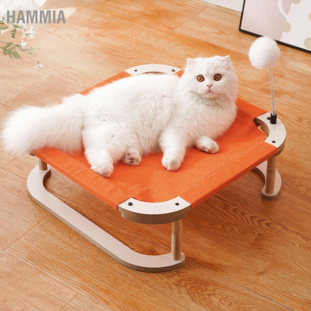bhammia-เปลเตียงนอน-ยกสูง-ระบายอากาศ-กันรอยขีดข่วน-ขนาดใหญ่-พร้อมลูกบอล-สําหรับสัตว์เลี้ยง-แมว