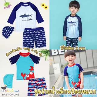 ภาพหน้าปกสินค้าBabyonline(Y104)D4 ชุดว่ายน้ำสำหรับเด็กทุกเพศลายปลาฉลาม1ชุด3ชิ้นเสื้อ/กางเกง/หมวก ที่เกี่ยวข้อง