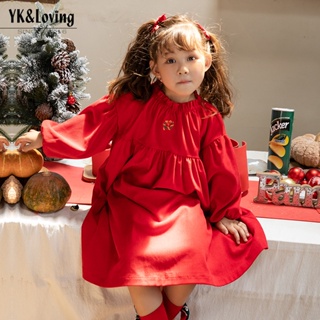 [Do Re Mi] ชุดเดรสผ้าลูกฟูกสำหรับเทศกาลคริสต์มาสและฤดูใบไม้ผลิของเด็กผู้หญิง