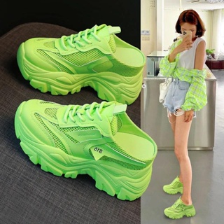 🔥 รองเท้าผ้าใบผู้หญิง ⚡️รองเท้าเเตะส้นหนา สไตล์เกาหลี สูง9cm