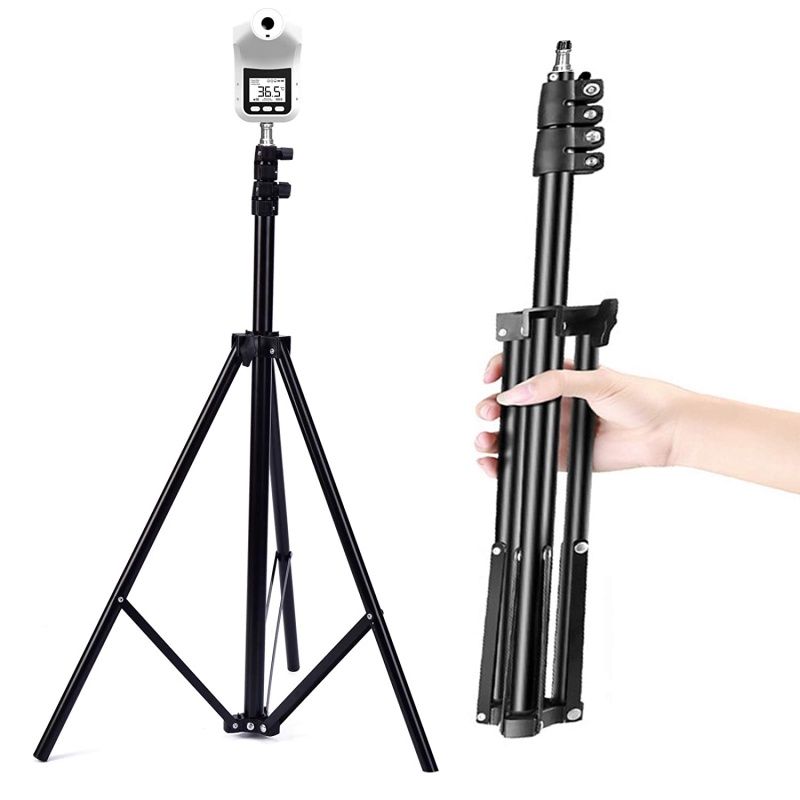 ขาตั้งเครื่องวัดไข้-tripod-bracket-ขาตั้งกล้อง-ขาตั้งสูง2-1เมตร-ขายึดเทอร์โมมิเตอร์-ปรับสูงต่ำได้-เป็นขาตั้ง-3ขา