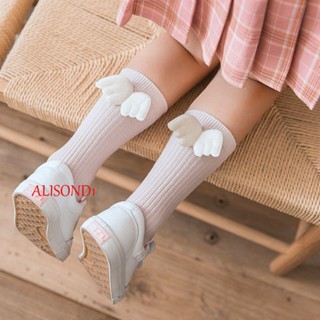 Alisond1 ถุงเท้าผ้าฝ้าย กันลื่น ลายปีกนางฟ้า สไตล์เจ้าหญิง คุณภาพสูง สําหรับเด็กผู้หญิง