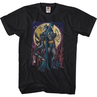 Catwoman and Batman T-Shirt เสื้อคู่รัก เสื้อยืดแขนสั้น เสื้อเชิ้ต