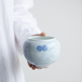 [A012] ชุดถังเก็บน้ําชาเซรามิค ลายซากุระ สีฟ้า สไตล์จีน สําหรับครัวเรือน