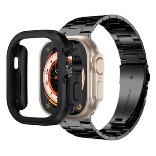 เคสอลูมิเนียมอัลลอยด์ พร้อมสายสเตนเลส สําหรับ Apple Watch Ultra Band 49 มม. 45 มม. 41 มม. 44 มม. 40 มม. iWatch Series 8 7 6 SE 5 4