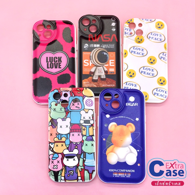 14-14plus-14pro-14promax-เคสมือถือนิ่มผิวเงา-ซิลิโคน-tpu-พิมพ์ลายการ์ตูน-กันกล้องวงกลม