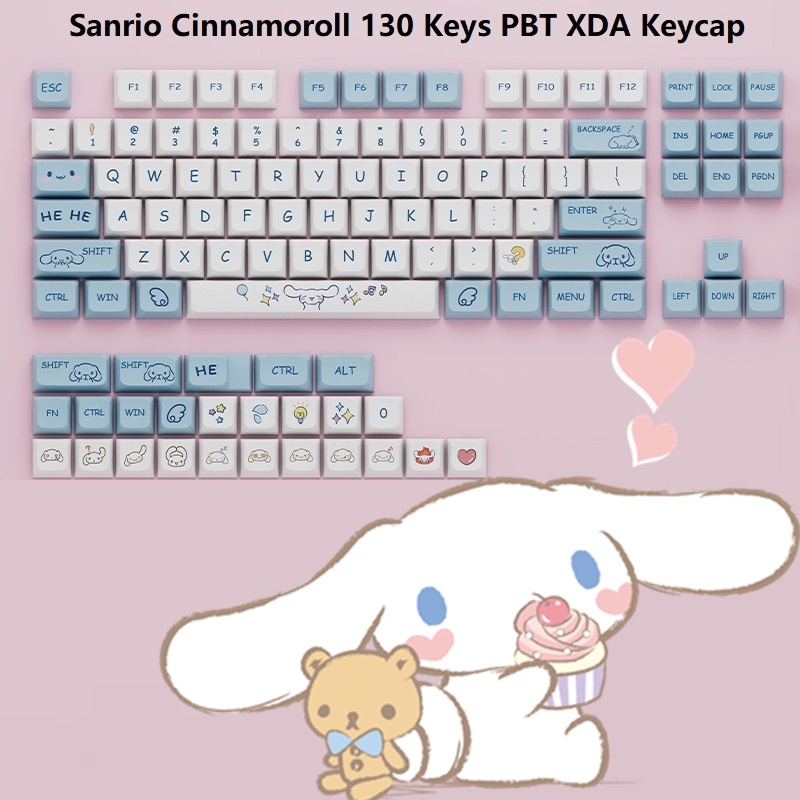 sanrio-cinnamoroll-kuromi-pochacco-ปุ่มกดคีย์บอร์ด-130-คีย์-pbt-xda-สําหรับคีย์บอร์ด-mechanical-61-64-68-87-104-คีย์