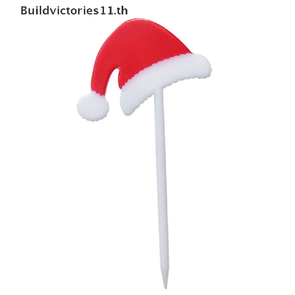 buildvictories11-ส้อมจิ้มผลไม้-ลายการ์ตูนซานต้า-กวาง-เค้ก-ขนมหวาน-10-ชิ้น