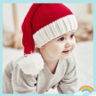 หมวกผ้าถัก ลายคริสต์มาสน่ารัก สีแดง สําหรับเด็กผู้ชาย และเด็กผู้หญิง อายุ 1-3 ปี ให้เป็นของขวัญเทศกาลคริสต์มาส