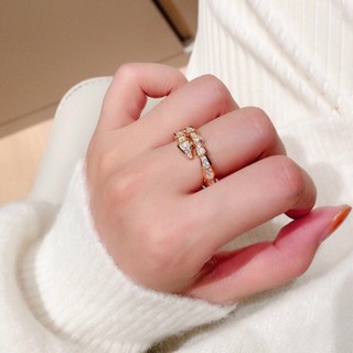 Bvlgari แหวนแฟชั่น รูปงู ประดับเพชร สําหรับผู้หญิง GP831
