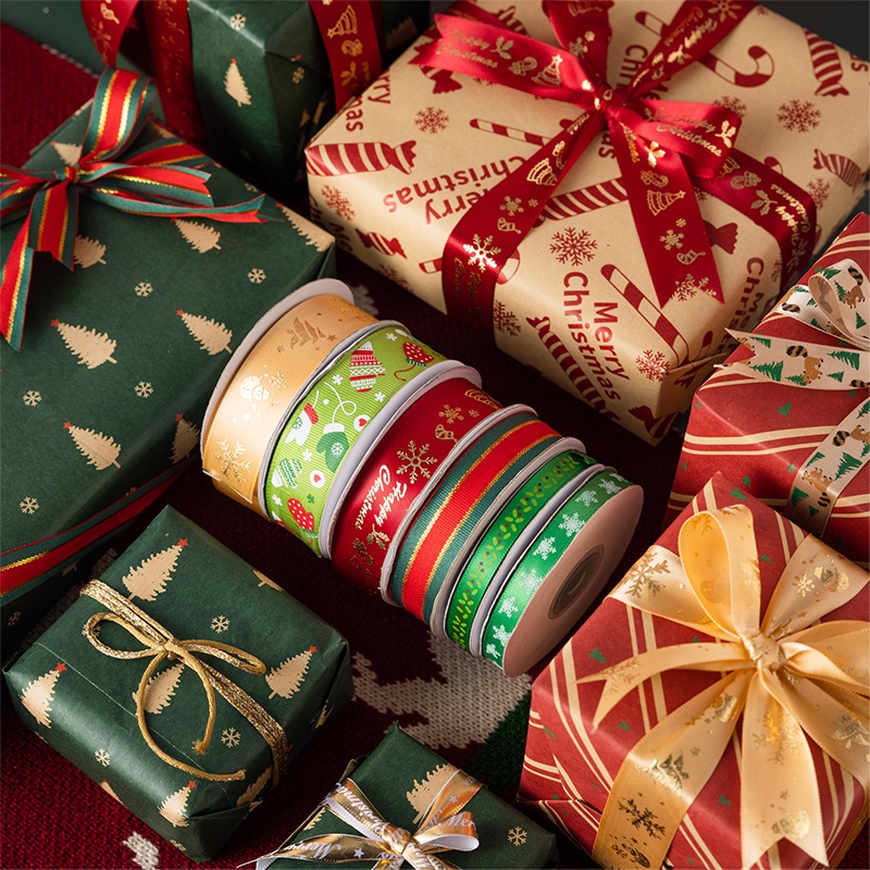 ริบบิ้นผ้าคริสต์มาส-ริบบิ้นเทศกาล-ริบบิ้นตกแต่งกล่อง-กล่องของขวัญ-ริบบิ้นห่อของขวัญ-ริ้บบิ้น-christmas-ribbon