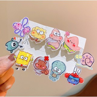 10 ชิ้น SpongeBob SquarePants กิ๊บติดผม อะคริลิค การ์ตูนน่ารัก กิ๊บเด็ก หน้าม้า คลิปด้านข้าง เครื่องประดับผม