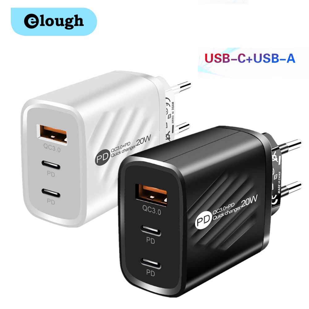 elough-อะแดปเตอร์ที่ชาร์จ-usb-type-c-3-0-qc-3-0-แบบคู่-ชาร์จเร็ว