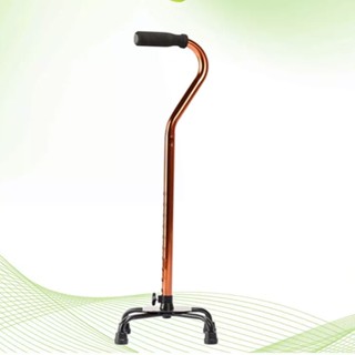 1 Cane Practical Bronze Straight Four-leg Aluminium Alloy Walking Tool for Patients